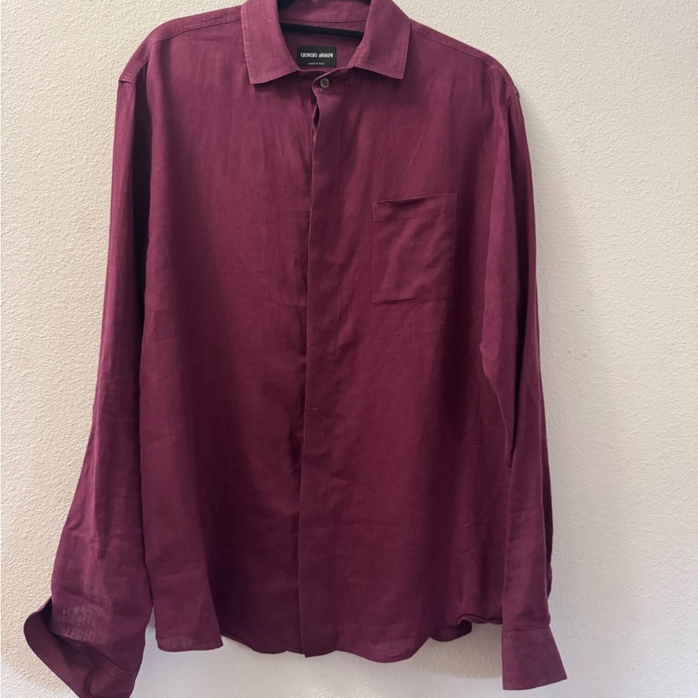 Giorgio Armani Red Casual Button Down Shirt